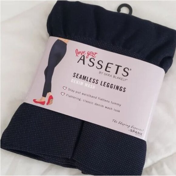 Love Your Assets By Sara Blakely Seamless Leggings L Denim Wash - Picture 1 of 4